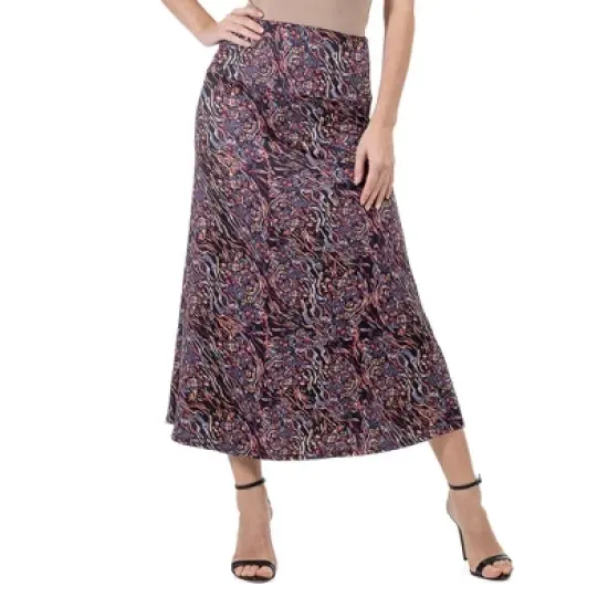 24seven Comfort Apparel Womens Abstract Floral A Line Maxi Skirt image {4}