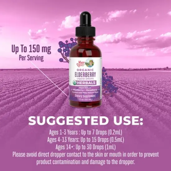 MaryRuth's Elderberry Drops, Blueberry Raspberry, Org, 1 oz image {3}