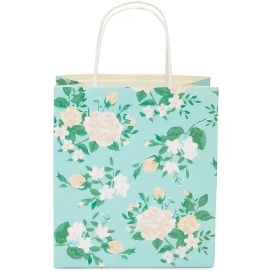 Sparkle and Bash 12-Pack Floral Small Kraft Gift Bags with Handles & 20 Tissue Paper (4 Colors, 8 x 9 x 4 in) image {5}