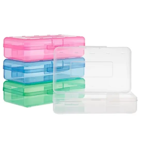 Juvale 4 Pack Clear Plastic Pencil Cases Boxes for Kids, Art Supplies, 4 Assorted Colors, 8.1 x 4.8 x 2.4 in image {8}