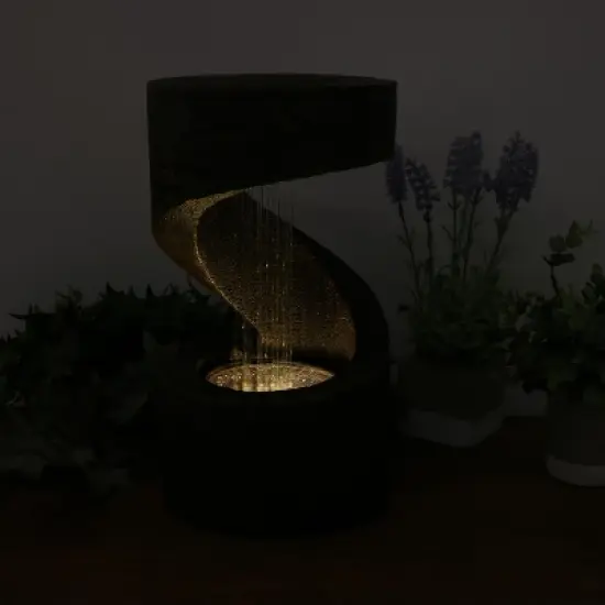 Sunnydaze Indoor Contemporary Decorative Polyresin Winding Showers Tabletop Water Fountain with LED Lights - 13" image {7}