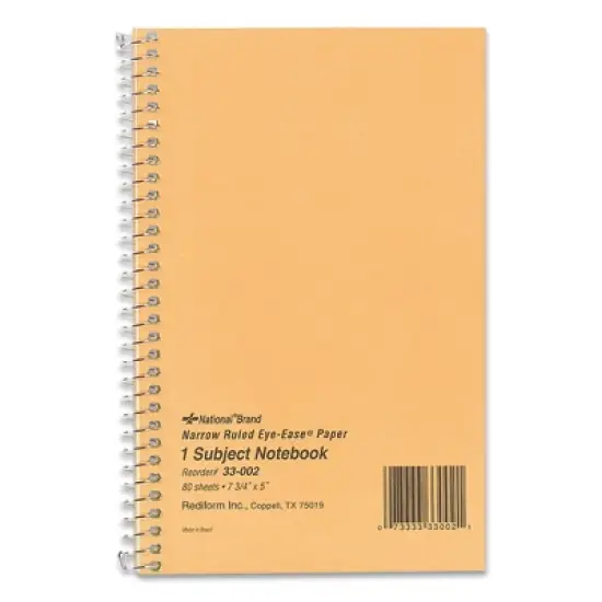 National Single-Subject Wirebound Notebooks, Narrow Rule, Brown Paperboard Cover, (80) 7.75 x 5 Sheets image {3}