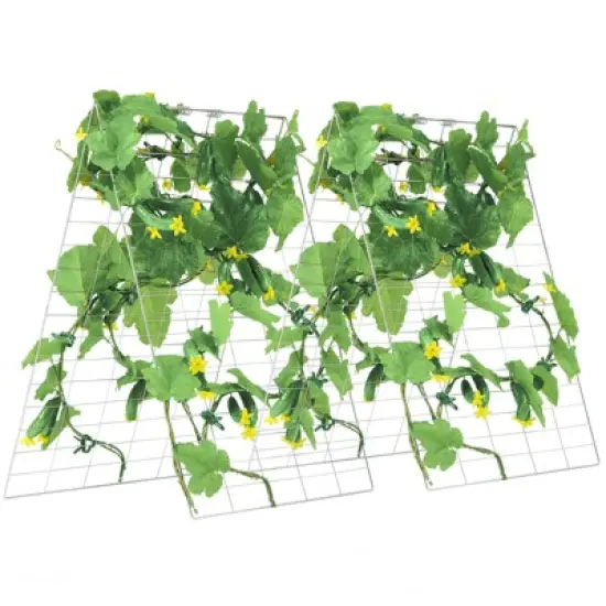 VEVOR Cucumber Trellis for Climbing Plants, 35" x 55" Foldable Cucumber Trellis Set with Plant Clips, Metal Garden Trellis for Raised Bed image {8}