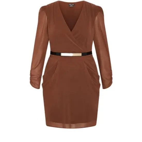 Women's Plus Size Wrap Affair Dress - truffle | CITY CHIC image {3}