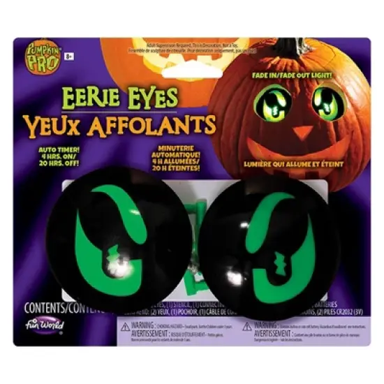 Funworld Eerie Light-Up Pumpkin Eyes Halloween Decoration | Green image {1}