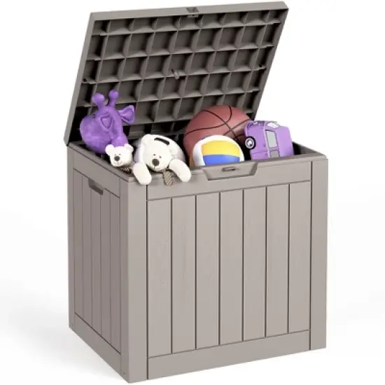 Sersper Outdoor Storage Box, 30 Gallon Deck Box Multiple Use, Waterproof Resin Storage Bin with Lockable Lid,UV Resistant, Brown image {9}