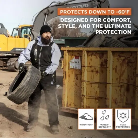 RefrigiWear Men's Insulated Extreme Softshell High Bib Overalls -60F Protection image {3}