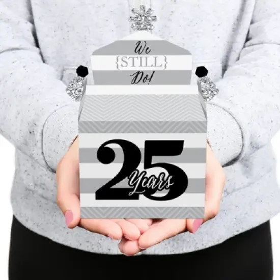 Big Dot of Happiness We Still Do - 25th Wedding Anniversary - Treat Box Party Favors - Anniversary Party Goodie Gable Boxes - Set of 12 image {6}