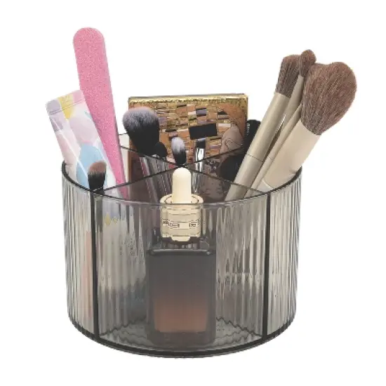 Trio Home Round Rotating 4 Compartment Cosmetic & Beauty Organizer, Brush Holder, Makeup, Jewelry, Office Accessories, Vanity Holder image {1}
