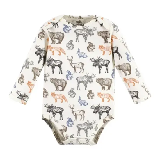 Touched by Nature Infant Boy Organic Cotton Long-Sleeve Bodysuits, Boy Woodland image {3}