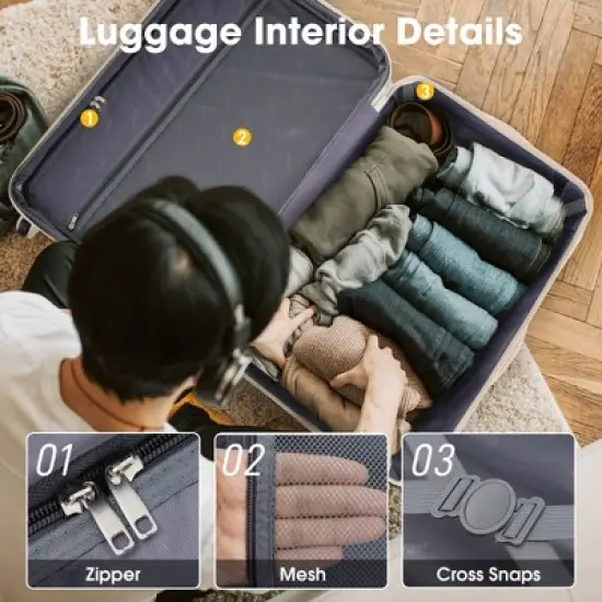 Cesicia 3 Piece Luggage Set Hardside Spinner Suitcase with TSA Lock 20in & 24 in & 28in image {3}