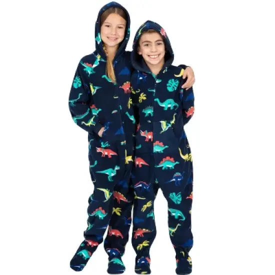 Footed Pajamas - Dinosaur Kingdom Kids Hoodie Fleece Onesie image {4}