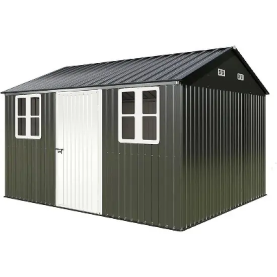 AMERLIFE 12x10.3x8.1 FT Galvanized Steel Outdoor Storage Shed image {7}