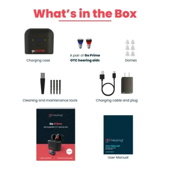 Go Prime Digital OTC Hearing Aids for Seniors and Adults, In-the-Ear Rechargeable Hearing Aids Includes Rechargeable Hearing Aid Case (Black) image {5}