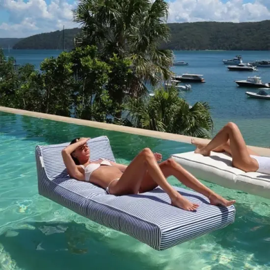 Sunnylife Luxe Lie-On Lounger - Le Weekend Navy - Inflatable Pool Float image {7}