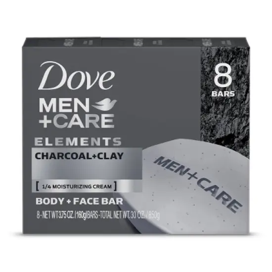 Dove Men+Care Elements Charcoal + Clay Body & Face Bar Soap - 3.75oz/8ct image {1}