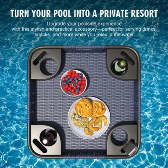 YARDSIGHT Wicker Floating Tray with Aluminum Frame - Pool Accessory for Drinks & Snacks - Fits Most Pools - Perfect for Parties & Relaxing image {6}