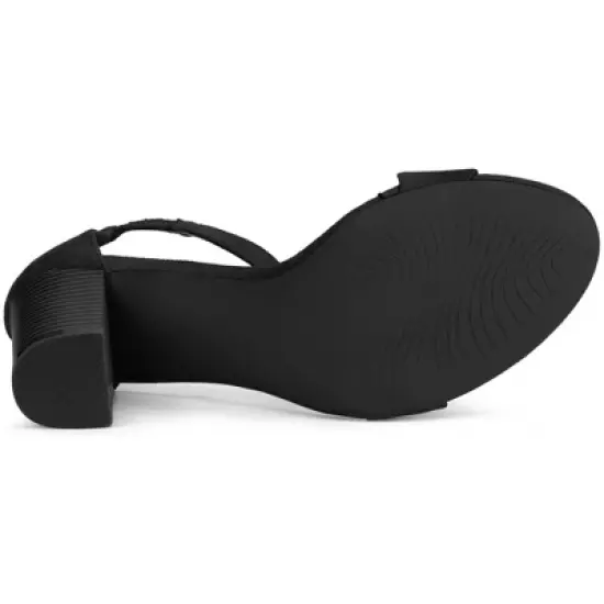 Perphy Scalloped Heel Ankle Strap Chunky Heels Sandals for Women image {4}