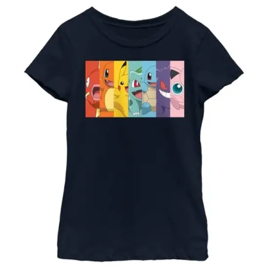 Girl's Pokemon Character Box-up Rainbow T-Shirt image {3}