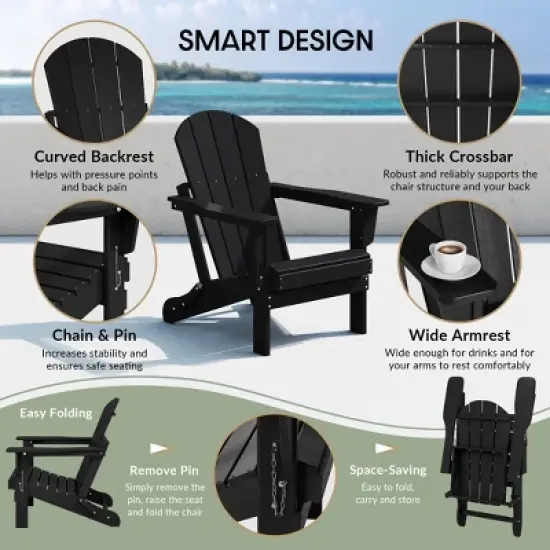 WestinTrends Malibu HDPE Outdoor Patio Folding Poly Adirondack Chair image {4}