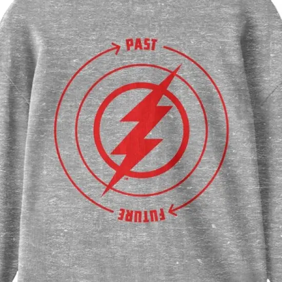 The Flash Movie Past To Future Circle Graphic Crew Neck Long Sleeve Athletic Heather Youth Tee image {1}