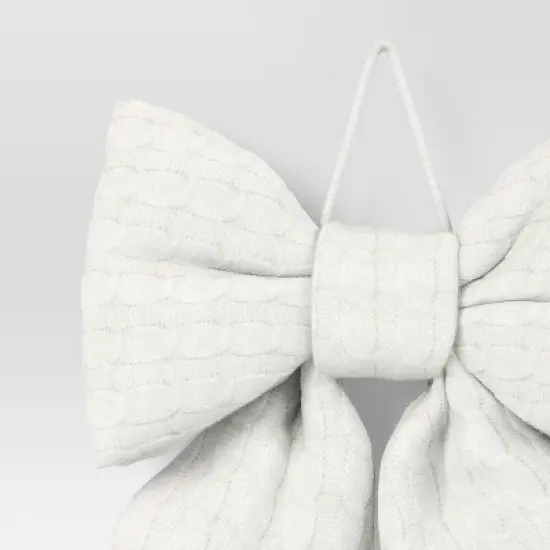 16" Christmas Jumbo Cable Knit Bow Decor White - Wondershop&trade; image {2}