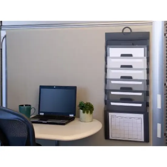 Smead Cascading Wall Organizer, 6 Pockets, Letter Size, Gray/Neutral (92061) image {5}