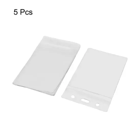 Unique Bargains Vertical Clear Plastic Self Zip ID Card Name Business Badge Holders Case 5 Pcs image {1}