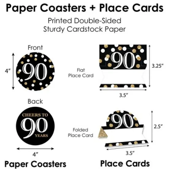 Big Dot of Happiness Adult 90th Birthday - Gold - Birthday Party Paper Charger and Table Decorations - Chargerific Kit - Place Setting for 8 image {6}