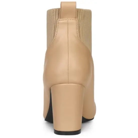 Allegra K Women's Square Toe Block Heels Chelsea Boots image {3}