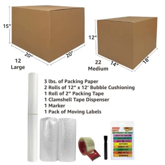 UBMOVE Smart Moving Bigger Boxes Kit #3- 34 Moving Boxes, and Packing Supplies image {3}