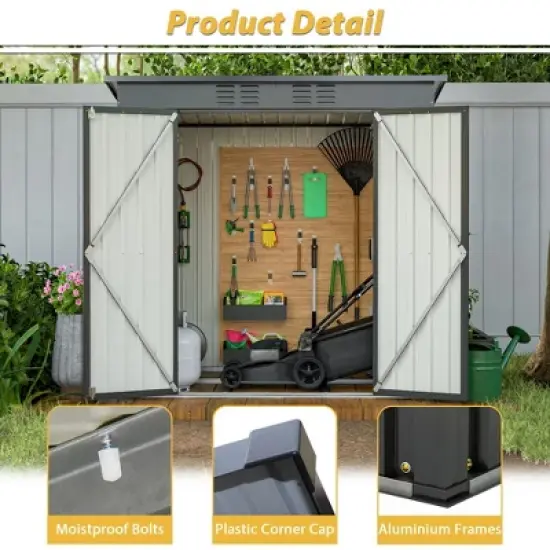 LOVMOR 6 x 4 ft Outdoor Storage Shed, All Weather Tool Shed for Garden, Backyard, Lawn, Black image {5}