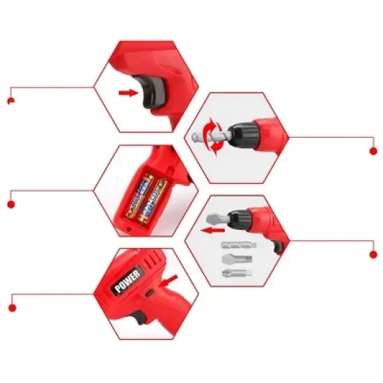Ready! Set! Play! Link Kids Power Tool Mini Toy Drill Set With 3 Interchangeable Drill Bits image {5}