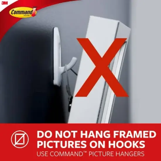 Command 12pk Damage Free Mini Hooks White: Adhesive Plastic Hooks for Stockings & Lights, 0.5 lb Capacity, 6 Pack image {5}