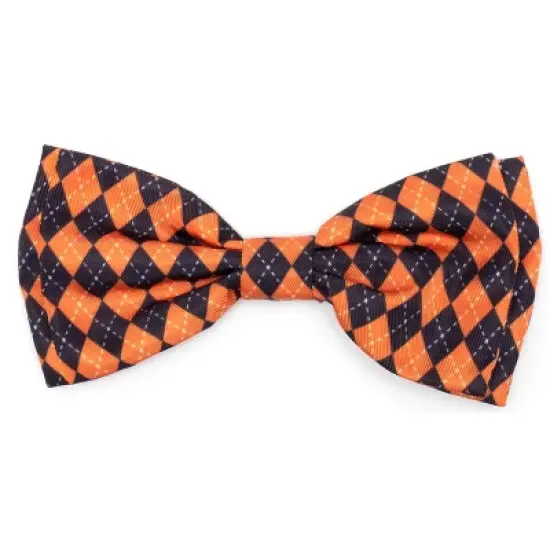 The Worthy Dog Halloween Argyle Bow Tie Adjustable Collar Attachment Accessory image {1}