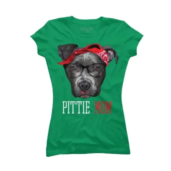 Junior's Design By Humans Mother's Day Pittie Mom Pitbull Dog Lovers By dandingroz T-Shirt image {6}
