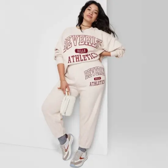 Women's Ascot + Hart Beverly Hills Graphic Joggers - Beige image {6}