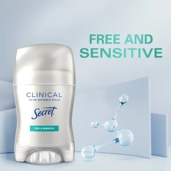 Secret Clinical Strength Invisible Solid Antiperspirant & Deodorant for Women - Free & Sensitive - 1.6oz image {6}