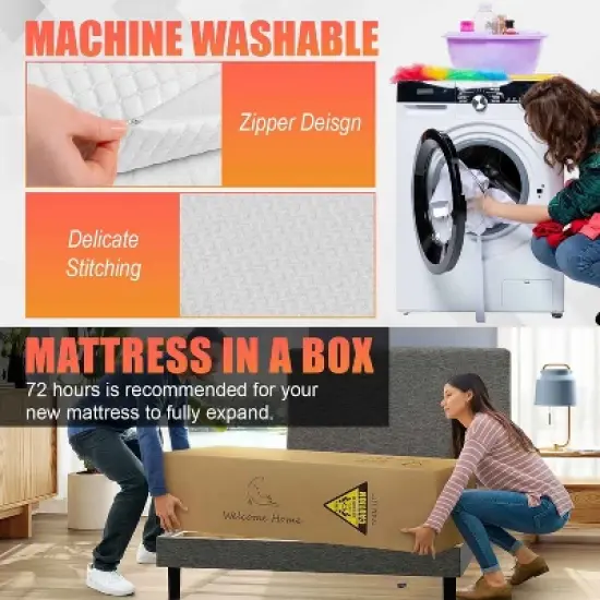 BestMassage 5 Inch Mattress Bamboo Charcoal Memory Foam Mattress Medium Firm Mattress CertiPUR-US Certified image {3}