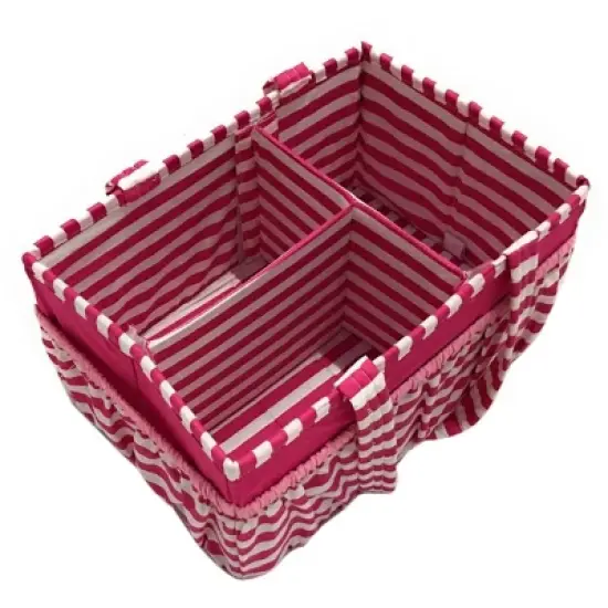 Bacati - Pin Stripes Fuschia Storage Caddy image {3}
