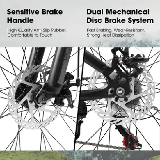 Mountain Bike 24 Inch Wheels, 21-Speed Mens Womens Trail Commuter City Mountain Bike High Carbon Steel Frame Disc Brakes image {4}