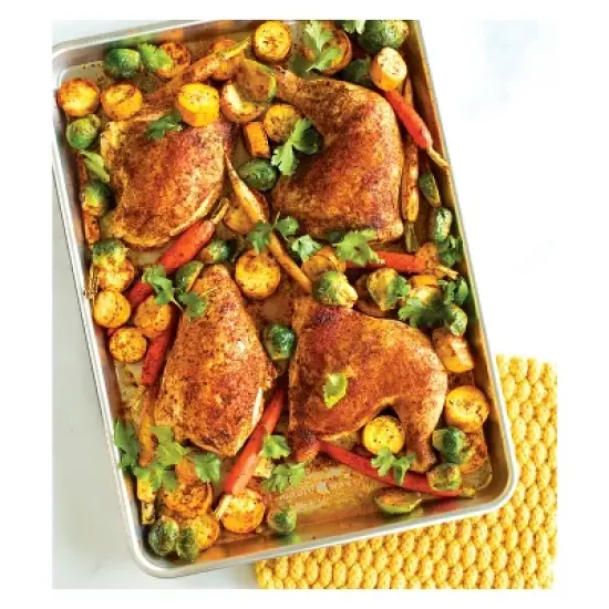 Nordic Ware Naturals Jumbo Cookie Sheet: Aluminum Baking Pan, Hand Wash, Oven-Safe, Silver, 21x15x1, Lifetime Warranty image {3}