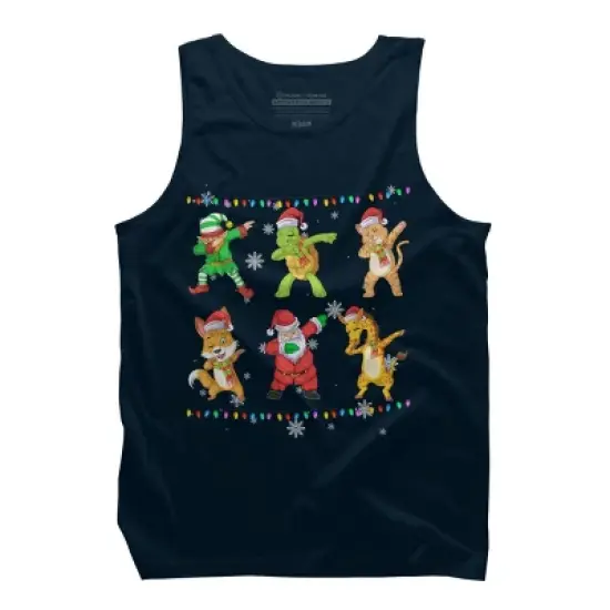 Men's Design By Humans Christmas Dabbing Cartoon Animals By shirtpublic Tank Top image {5}