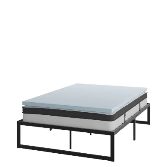Flash Furniture 14 Inch Metal Platform Bed Frame with 10 Inch Pocket Spring Mattress in a Box and 2 Inch Cool Gel Memory Foam Topper image {15}
