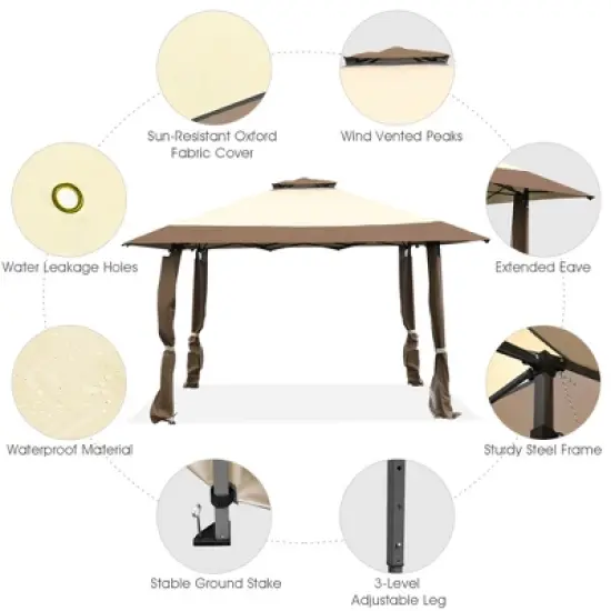 Costway 13'x13'  Gazebo Canopy Shelter Awning Tent Patio Garden Outdoor Companion image {6}