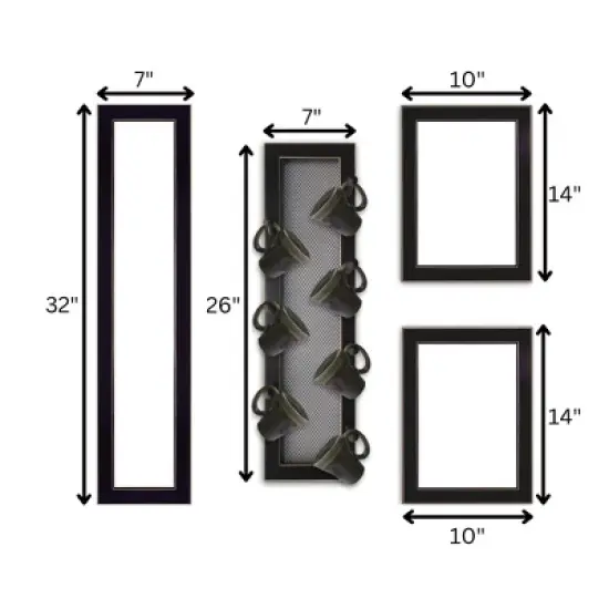 Gulches (Kitchen Collection V) 4-Piece Vignette with 7-Peg Mug Rack by Millwork Engineering, Black Frame image {2}