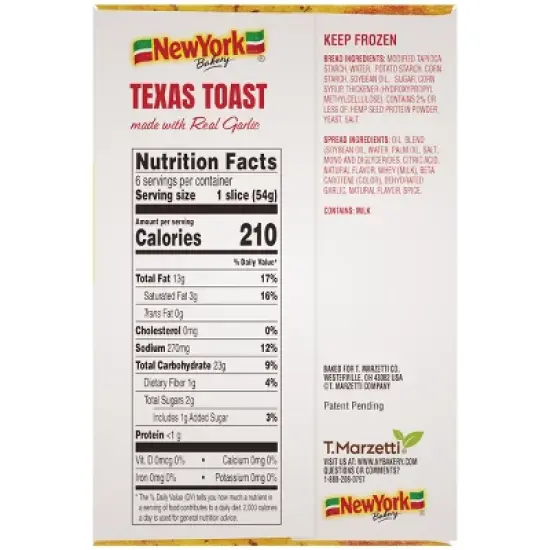 New York Bakery Gluten Free Frozen Garlic Texas Toast - 11.5oz/6ct image {6}