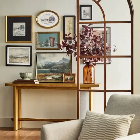 18"x18" Square Matte Black Landscape Framed Wall Art - Hearth & Hand&trade; with Magnolia image {1}