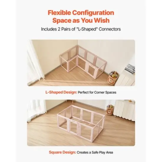 VEVOR Dog Whelping Box, 60x39x23 in Plastic Dog Whelping Pen for Medium Sized Dogs, Waterproof Transparent Puppy Playpen, Pink image {6}