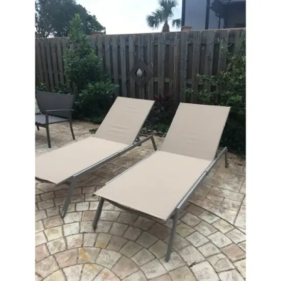 Ostrich Princeton Chaise Lounge Reading Tanning Lawn Chair, Outdoor Furniture for Pool, Beach, Patio, Backyard, and Deck, Tan/Taupe, 2 Pack image {4}